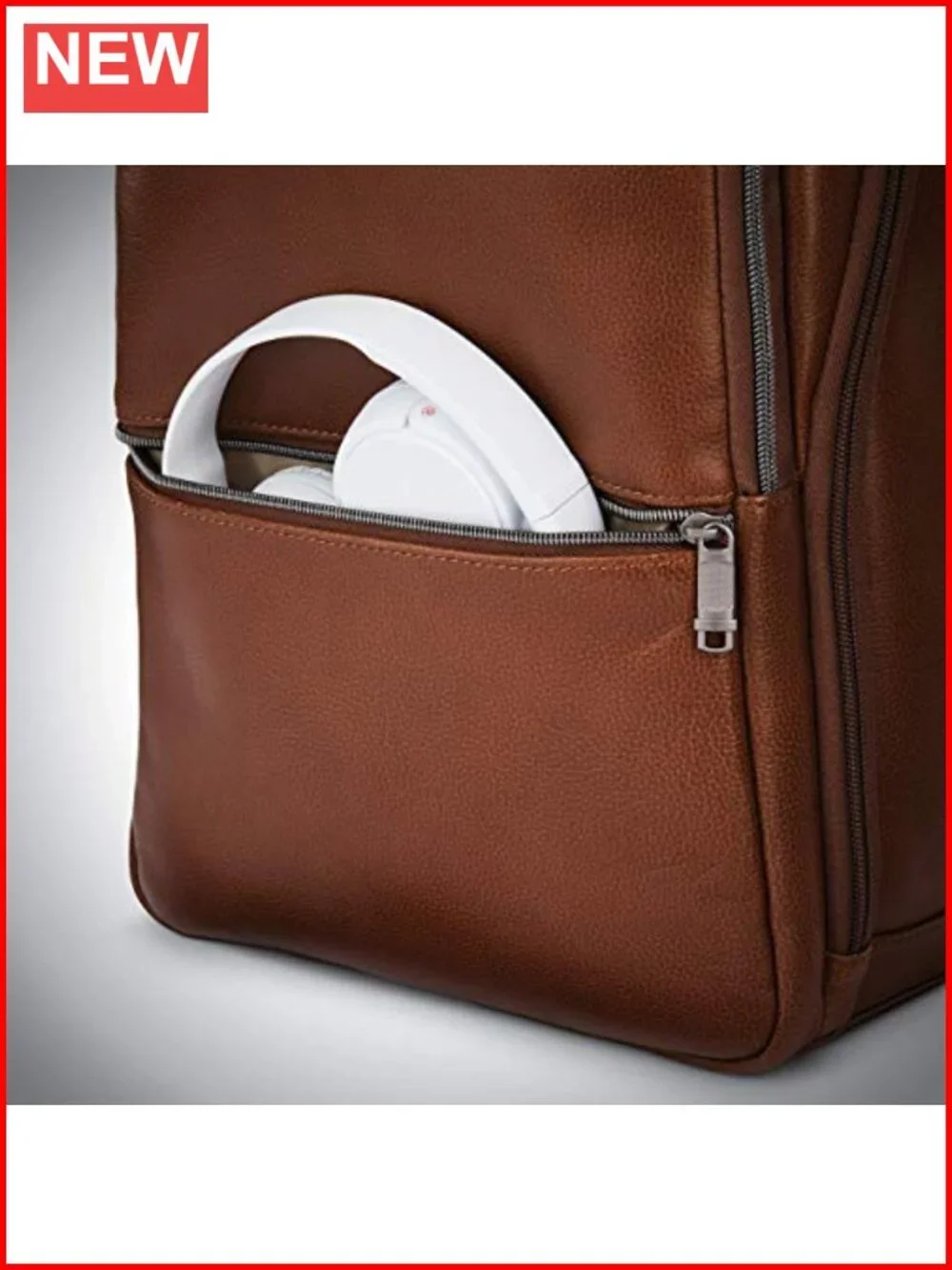Slim Leather Backpack with Laptop Pocket